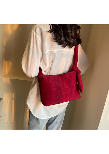 Çapraz Askılı Çanta Taşınabilir Yüksek Kaliteli Naylon Kumaş Düz Renk Taze Stil, Sarı (Yurt Dışından) modelleri