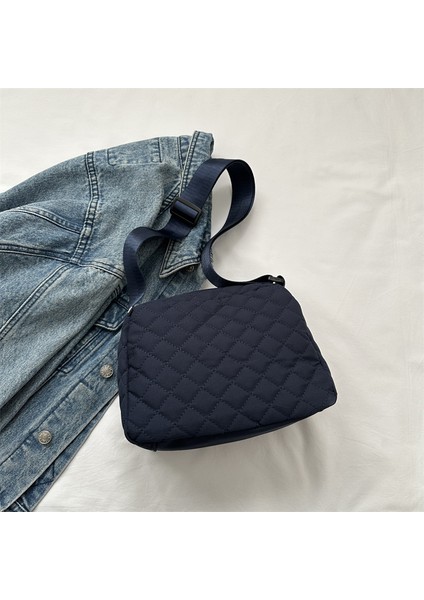 Çapraz Askılı Çanta Taşınabilir Yüksek Kaliteli Oxford Kumaş Malzemesi Düz Renkli Yatay Damalı Stil, Mavi (Yurt Dışından)