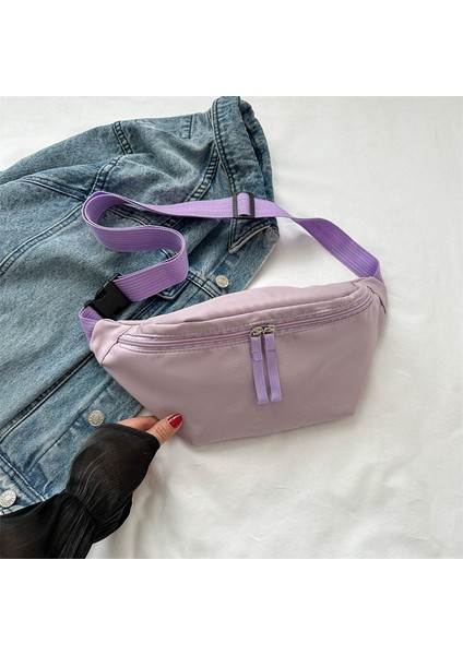 Çapraz Askılı Çanta Taşınabilir Yüksek Kaliteli Aşınmaya Dayanıklı Oxford Kumaş Düz Renk Moda Stili, Mor (Yurt Dışından)