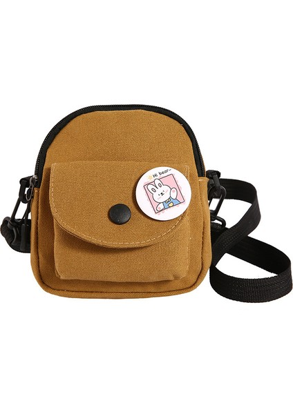 Çapraz Askılı Çanta Taşınabilir Yüksek Kaliteli Aşınmaya Dayanıklı Kanvas Kumaş Düz Renkli Mini Stil, Kahverengi (Yurt Dışından)
