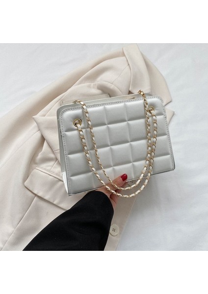 Çapraz Askılı Çanta Taşınabilir Yüksek Kaliteli Pu Malzeme Düz Renkli Kentsel Basit Stil, Beyaz (Yurt Dışından)