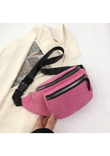 Çapraz Askılı Çanta Taşınabilir Yüksek Kaliteli Kadife Malzeme Nefes Alabilen Düz Renk Stili , Pembe (Yurt Dışından)