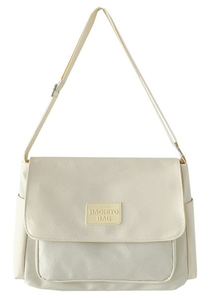 Çapraz Askılı Çanta Taşınabilir Yüksek Kaliteli Naylon Kumaş Düz Renk Çapraz Askılı Stil, Bej (Yurt Dışından)