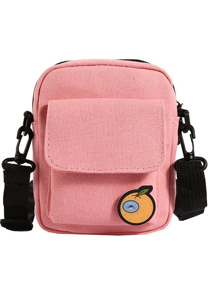 Çapraz Askılı Çanta Taşınabilir Yüksek Kaliteli Kanvas Kumaş Düz Renkli Mini Stil, Pembe (Yurt Dışından)