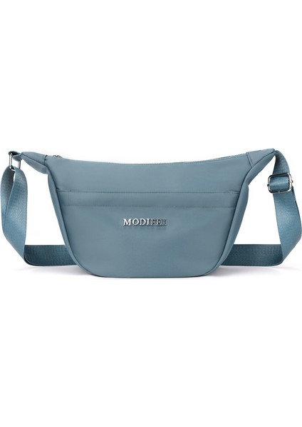Çapraz Askılı Çanta Taşınabilir Hafif Su Geçırmez Naylon Malzeme Basit Kişılik Saf Renk Nötr Stil Yumuşak Dokunuş, Mavi (Yurt Dışından)