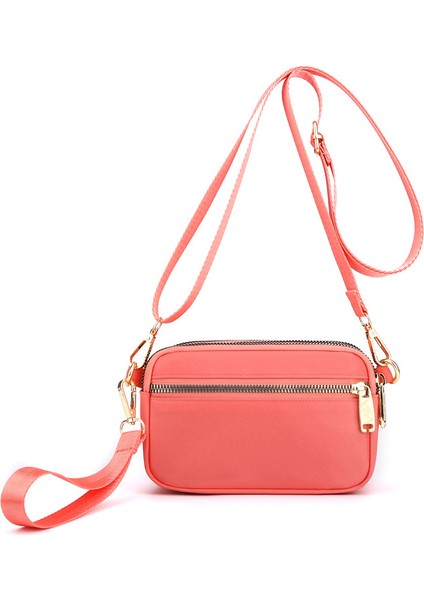 Çapraz Askılı Çanta Taşınabilir Dayanıklı Yüksek Yoğunluklu Su Geçırmez Naylon Malzeme Küçük ve Taze Stil, Pembe (Yurt Dışından)