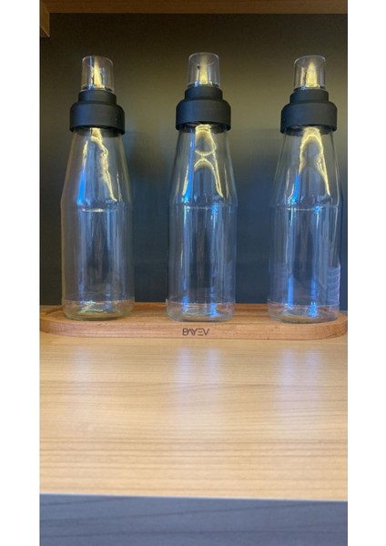 3'lü Ahşap Standlı Cam Yağ, Sirke, Limon Sos Seti, Siyah, 720 ml fırsatları