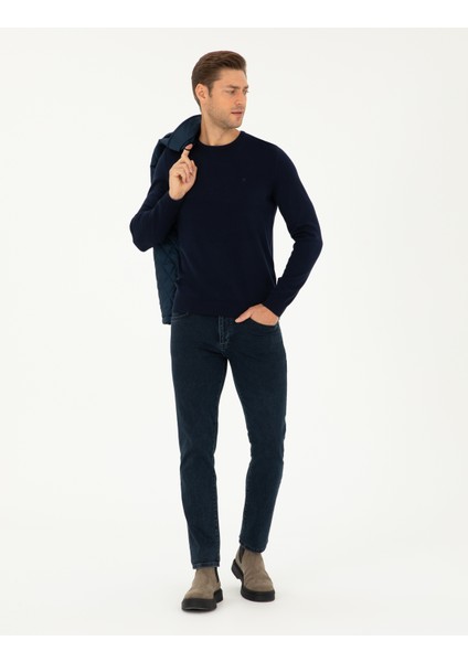 Erkek Lacivert Slim Fit Bisiklet Yaka Basic Triko Kazak 50296575-VR033 fırsatları