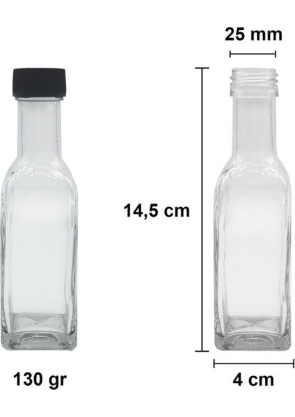 Şeffaf 12 adet 180 ml köşeli cam şişe, sızdırmaz kapaklı, beyaz renkli. fiyatları