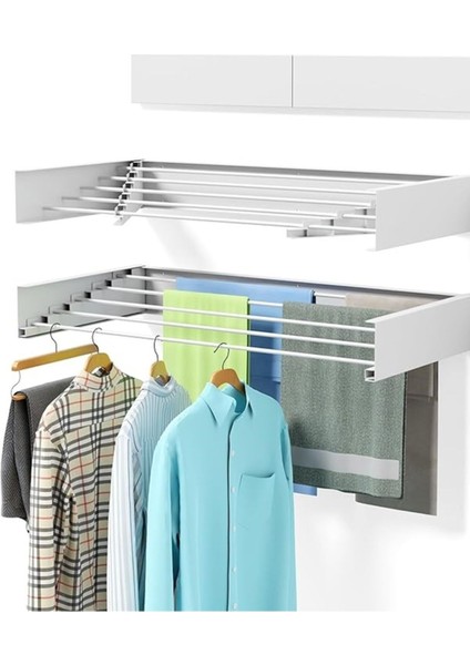Tekno Trust Design Kurutmalık Çamaşır Askısı (BEYAZ-100CM) - Duvara Monte, Katlanabilir Çamaşırlık -