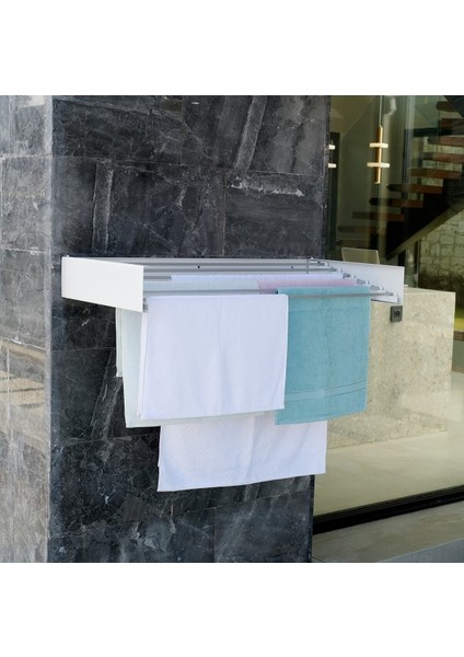 Tekno Trust Design Kurutmalık Çamaşır Askısı (BEYAZ-100CM) - Duvara Monte, Katlanabilir Çamaşırlık -