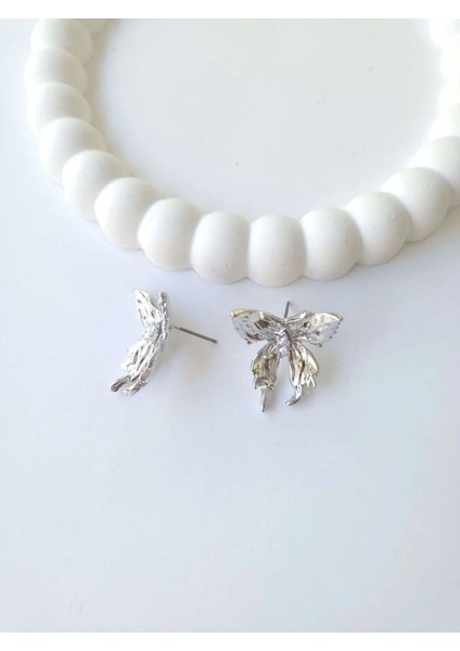 Çelik Silver Kelebek Küpe