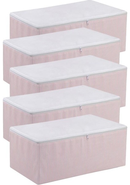 Pembe Çizgili Medium Baza Çekyat Altı 5 Adet Hurç 50X30X20CM fiyatları