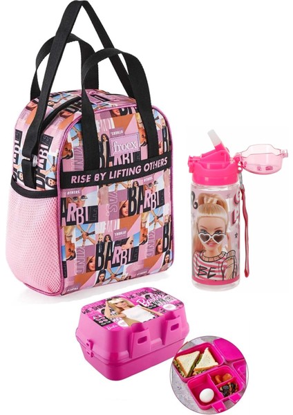 Premium Barbie Beslenme Çantası Suluk ve Yemek Kabı Okul Seti 3lü