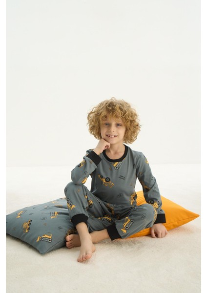 Erkek Çocuk Uzun Kol Yeşil Pijama Takım C3T2N7O8