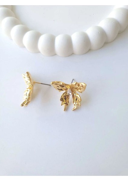 Çelik Gold Kelebek Küpe modelleri