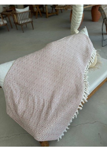 Sooboho Etnik Desenli Örme %100 Pamuk Koltuk Örtüsü Battal