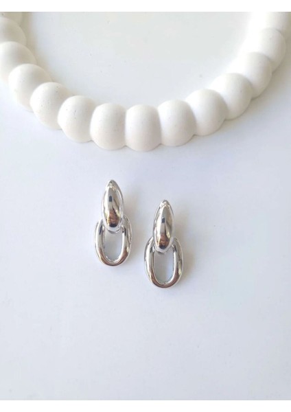 Çelik Silver Hoop Küpe
