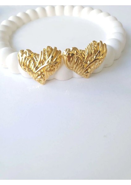 Çelik Gold Fashion Kalp Kadın Küpe modelleri