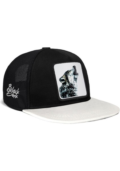 Black Börk V1 Trucker Hip Hop Kids Kurt - 12 Kod Logolu Unisex Beyaz Siperli - Siyah Çocuk Hip Hop Şapka (Cap)