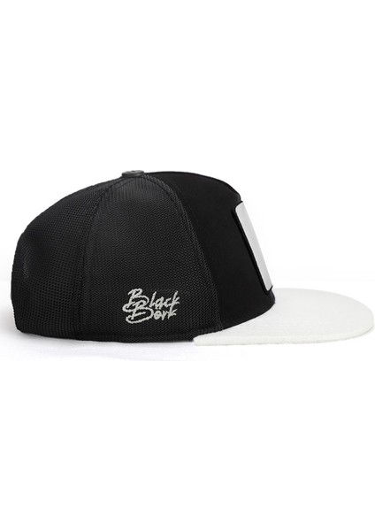 Black Börk V1 Trucker Hip Hop Kids Kurt - 12 Kod Logolu Unisex Beyaz Siperli - Siyah Çocuk Hip Hop Şapka (Cap)