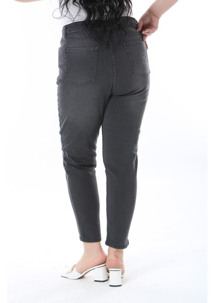 Kadın Büyük Beden Antrasit Yüksek Bel 5 Cepli Likralı Dar Paça Kot Pantolon 65N38281 indirimleri