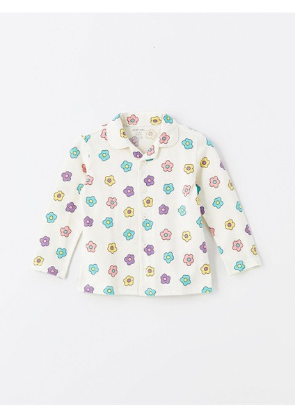 Baskılı Polo Yaka Kısa Kollu Çiçekli Kız Bebek Pijama Takım fiyatları