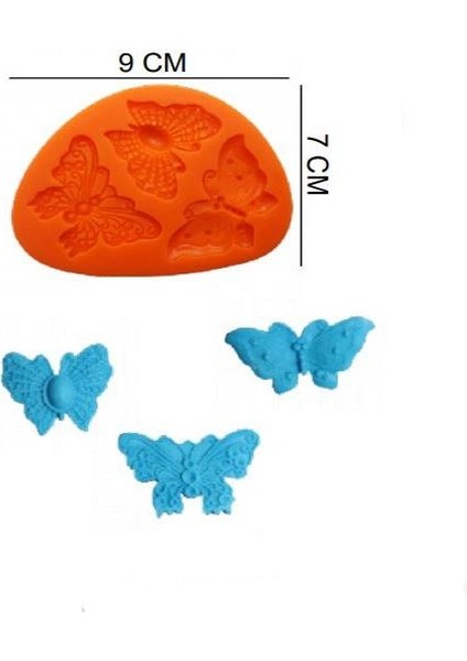 Şeker Hamur Kalıbı Silikon Kelebekler 7 x 9 cm