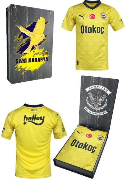 Yeni Sezon Sarı Forma Fb Kanarya Baskılı Hediyelik Ahşap Kutulu