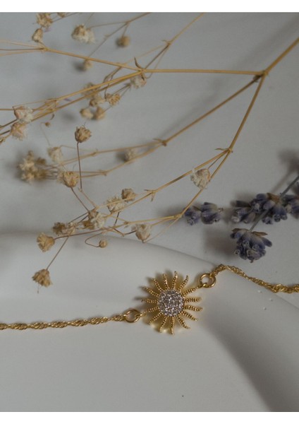 Handmade Pirinç Üzeri Altın Kaplama Güneş Şeklinde Parlak Bileklik - Solar fiyatları