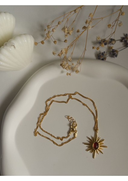 Handmade Pirinç Üzeri Altın Kaplama Kuzey Yıldızı Kadın Kolye-Kahverengi -Aurora- Brown fiyatları