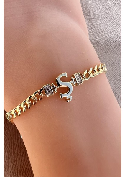3D zirkon taşlı altın renkli şık bileklik, ayar 925, zarif tasarım