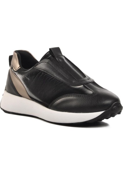 7539 Siyah-Beyaz Slip-On Kadın Sneaker