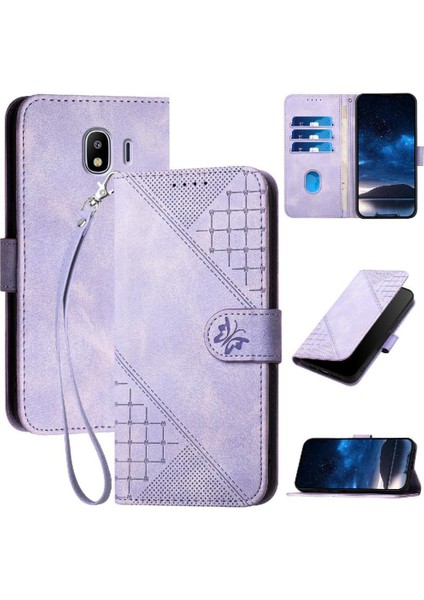 Samsung Galaxy J4 2018 Yüksek Kalite Deri Telefon Kılıfı Için Flip Case ile (Yurt Dışından)