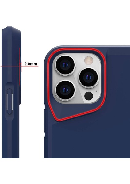 Apple iPhone 15 Pro Kılıf Kenarları Airbagli T-Max Standlı Mat Silikon Kapak Lacivert