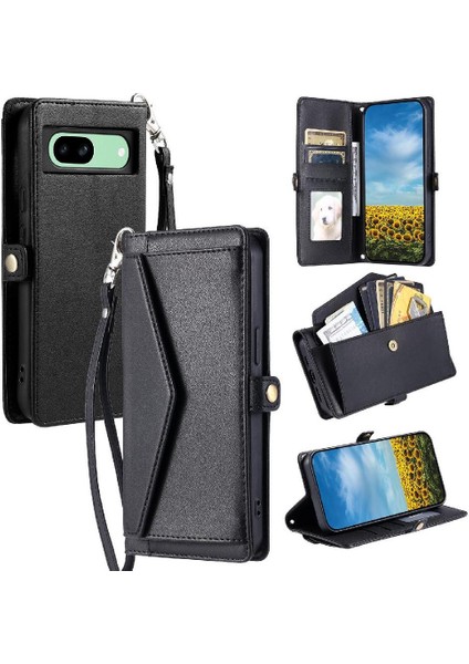 Google Piksel 7A Fermuar Faturaları Yuvası Kart Tutucu Için Cüzdan Crossbody Durumda (Yurt Dışından)
