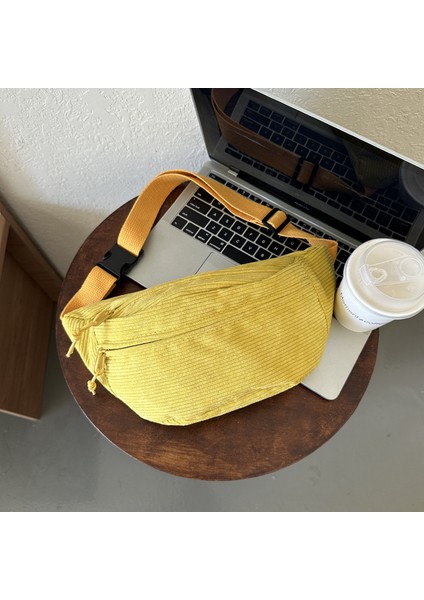 Çapraz Askılı Çanta Taşınabilir Yüksek Kaliteli Rahat Kadife Kumaş, Sarı (Yurt Dışından)
