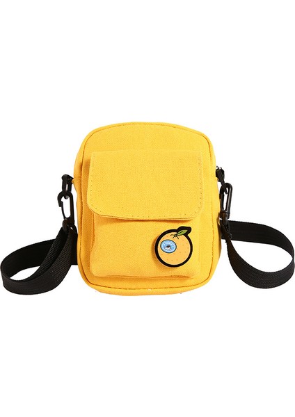 Çapraz Askılı Çanta Taşınabilir Yüksek Kaliteli Kanvas Kumaş Düz Renkli Mini Stil, Sarı (Yurt Dışından)