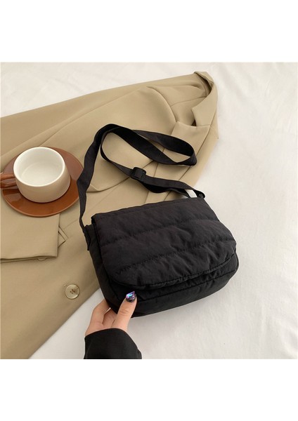 Çapraz Askılı Çanta Taşınabilir Yüksek Kaliteli Rahat Pamuklu Kumaş Kentsel Tarz, Siyah (Yurt Dışından)