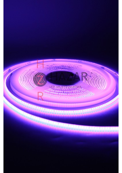 12 Volt 3mm 400 Ledli Ince Esnek Cob Şerit LED Mor IP20 5 Metre