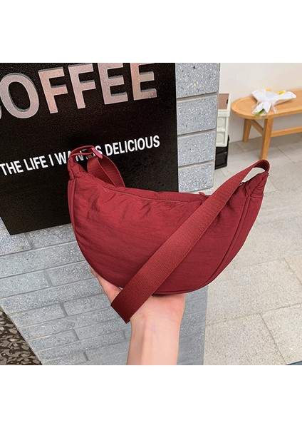 Çapraz Askılı Çanta Taşınabilir Yüksek Kaliteli Rahat Kumaş Kumaş Kentsel Tarz, Kırmızı (Yurt Dışından)