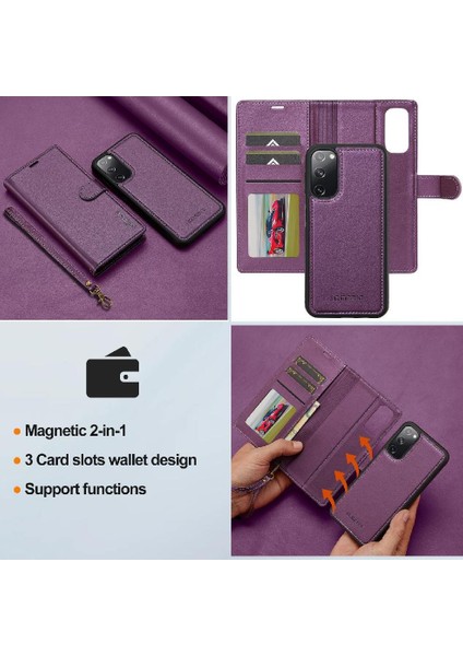 Samsung Galaxy S21 Fe Bölünmüş Deri Cüzdan Telefon Kapak Pu 2 Için Flip Case (Yurt Dışından)