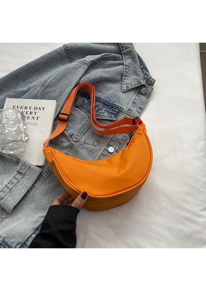 Çapraz Askılı Çanta Taşınabilir Yüksek Kaliteli ve Konforlu Oxford Kumaş Şık ve Modaya Uygun Tarz, Turuncu (Yurt Dışından)
