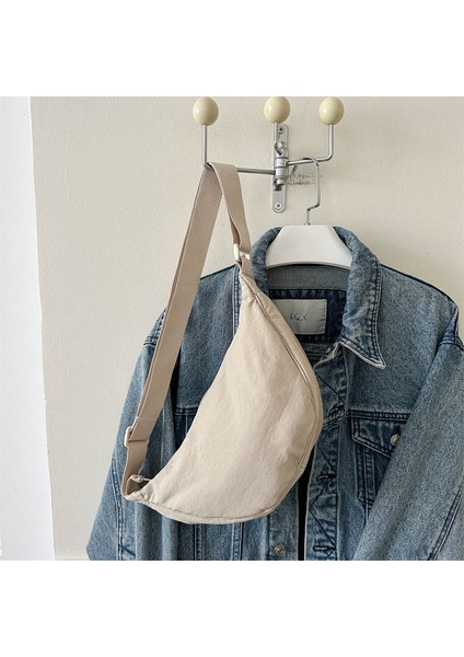 Çapraz Askılı Çanta Taşınabilir Yüksek Kalite Konfor Özel Kumaşlar Şehirli Tarz, Bej (Yurt Dışından)