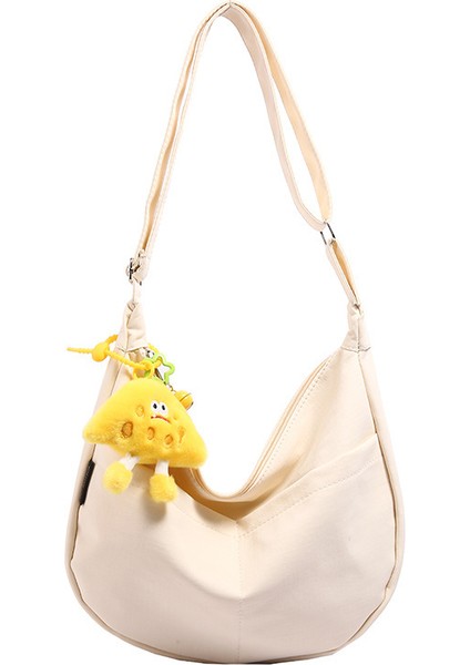 Çapraz Askılı Çanta Taşınabilir Yüksek Kaliteli Aşınmaya Dayanıklı Kanvas Kumaş Düz Renk Basit Stil, Beyaz (Yurt Dışından)