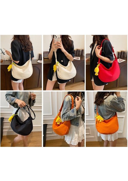 Çapraz Askılı Çanta Taşınabilir Yüksek Kaliteli Aşınmaya Dayanıklı Kanvas Kumaş Düz Renk Basit Stil, Beyaz (Yurt Dışından) modelleri