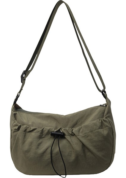 Çapraz Askılı Çanta Taşınabilir Yüksek Kaliteli Kanvas Malzeme Basit ve Orta Boy, Yeşil (Yurt Dışından)