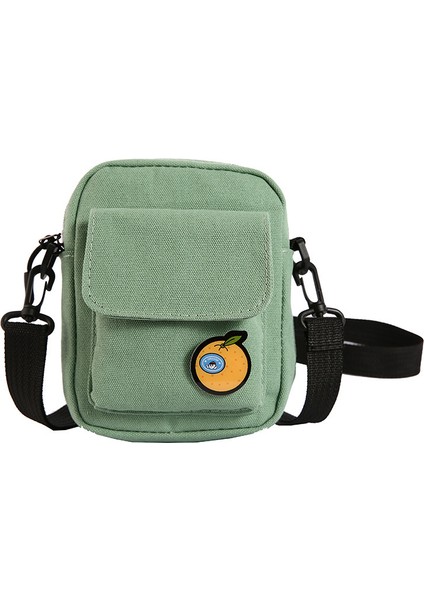 Çapraz Askılı Çanta Taşınabilir Yüksek Kaliteli Kanvas Kumaş Düz Renkli Mini Stil, Yeşil (Yurt Dışından)