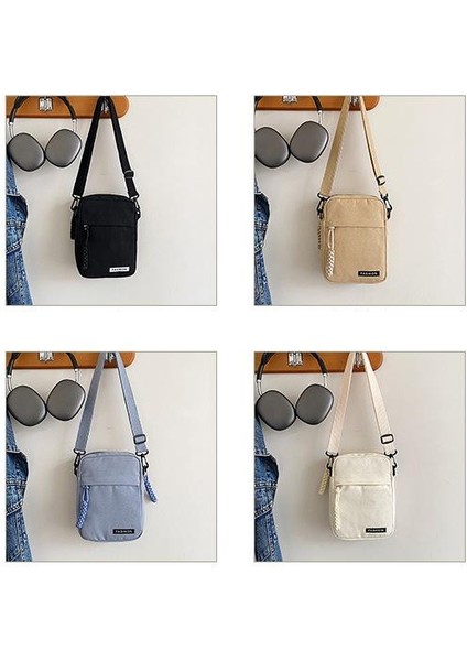 Çapraz Askılı Çanta Taşınabilir Yüksek Kaliteli Kanvas Malzeme Düz Renk Çok Yönlü Küçük Kare Çanta Stili , Siyah (Yurt Dışından) modelleri