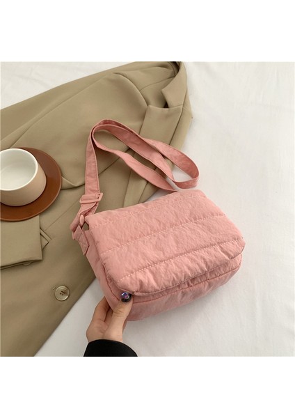 Çapraz Askılı Çanta Taşınabilir Yüksek Kaliteli Rahat Pamuklu Kumaş Kentsel Tarz, Pembe (Yurt Dışından)